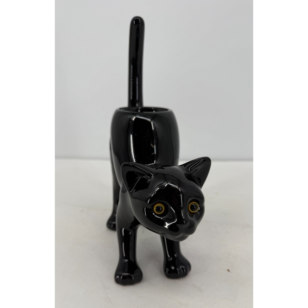 Party lite #9415 Black Cat Tea Light Votive Candle Holder Halloween Fall 9" Tall